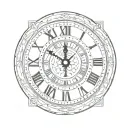 simple Roman numeral clock face tattoo design idea