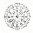 simple Roman numeral clock face tattoo design idea