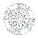 simple Roman numeral clock face tattoo design idea