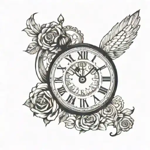simple clock with roman numerals tattoo design idea