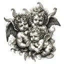 dark cherubs tattoo design idea