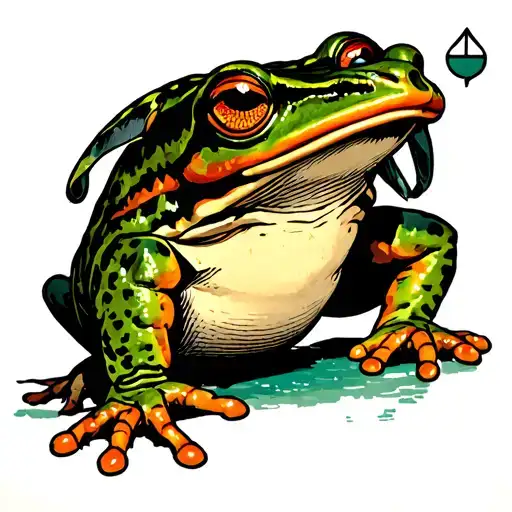 Fool tarot card where the fool is an anthropomorphic frog tattoo design idea