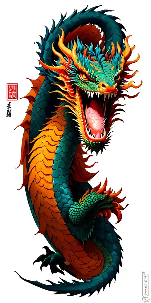 Realistic bimechanics dragons tattoo design idea