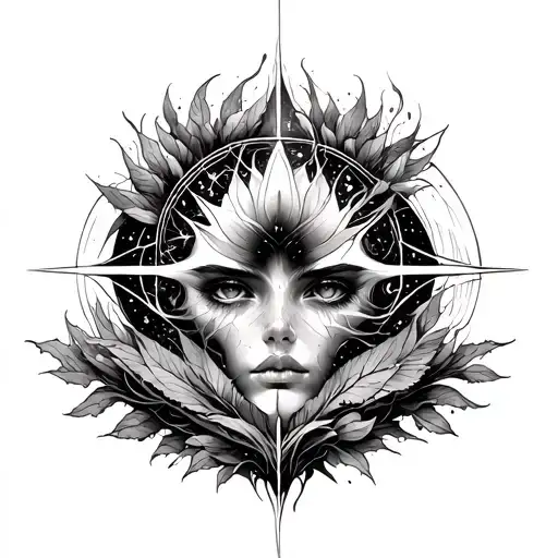 This design connects the ideas of ascension, nature, and cosmic energy tattoo design idea