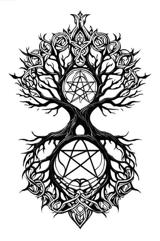 tree of life, pentagram, celtic  tattoo design idea