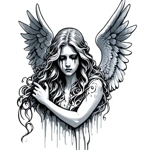 Crying Angel tattoo design idea