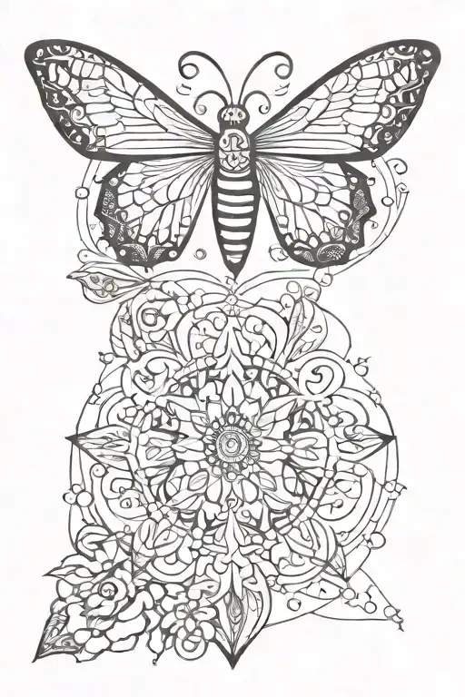 ornamental mandala with moth tattoo tattoo design idea