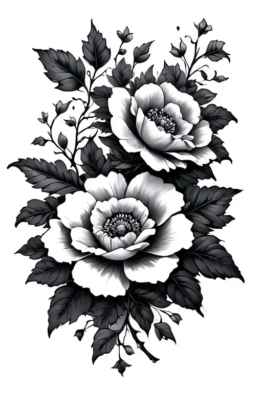 flowers and vines tattoo design idea