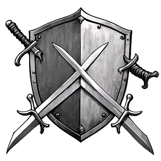 Knights Templar shield with two crossed swords tattoo design idea
