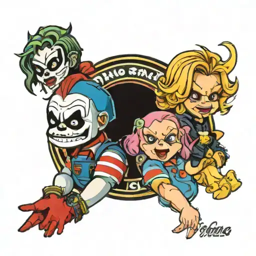 Ghostface, Chucky and Tiffany  tattoo design idea