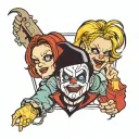 Ghostface, Chucky and Tiffany  tattoo design idea
