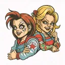 Ghostface, Chucky and Tiffany  tattoo design idea