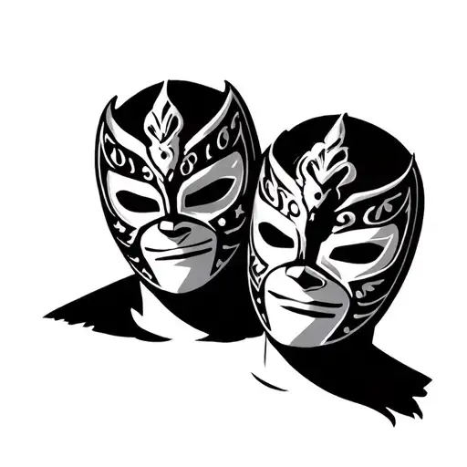 luchador mask brothers bigger and younger tattoo design idea