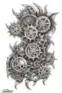 bio mechanical tattoo design idea