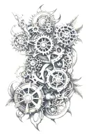bio mechanical tattoo design idea
