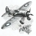 honeycomb and spitfire fighter plane tattoo design idea