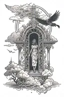 heavens gates someone walking tattoo design idea