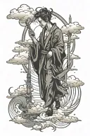 heavens gates someone walking tattoo design idea