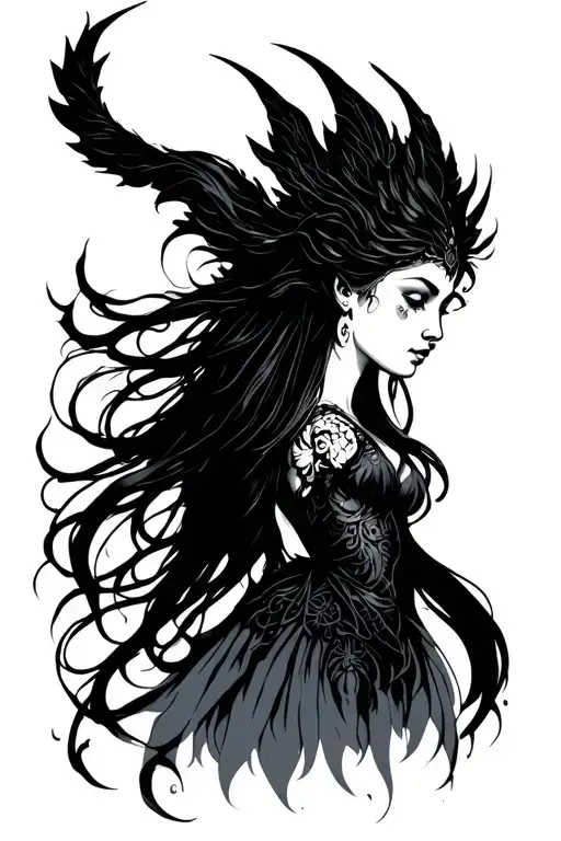 goddess nyx tattoo design idea