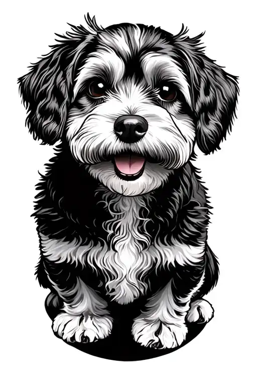 cockapoo frisbee tattoo design idea