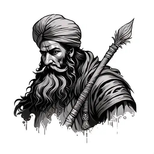 Sikh warrior tattoo design idea