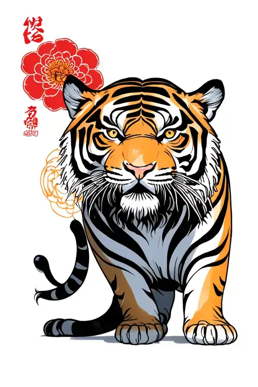 Japanese Tiger full body long tattoo design idea