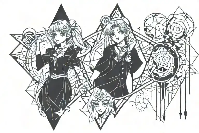 sailor moon harry potter tattoo design idea