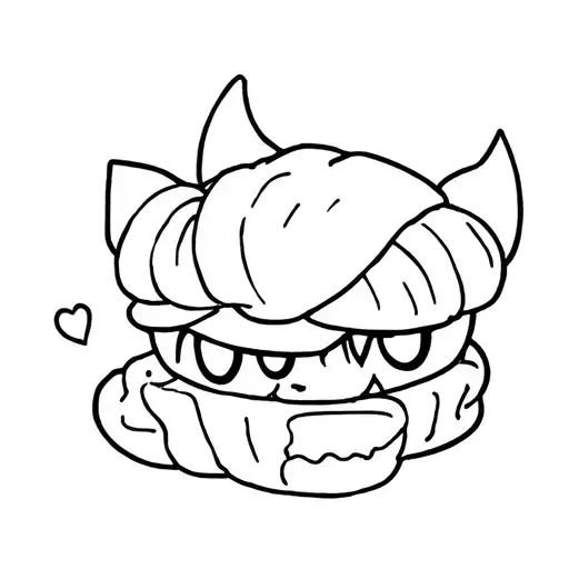 gengar with croissant wearing a beret tattoo design idea
