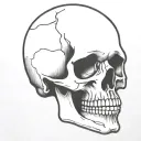simple skull outlined resting on table tattoo design idea