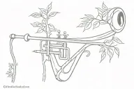 trombone made out of tree tattoo design idea