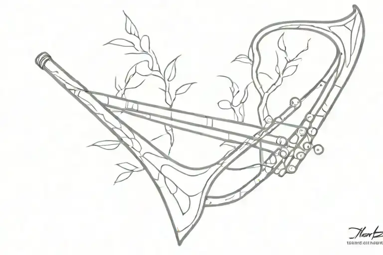 trombone made out of tree tattoo design idea