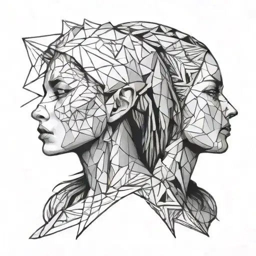 elfe woman face on profile tattoo design idea