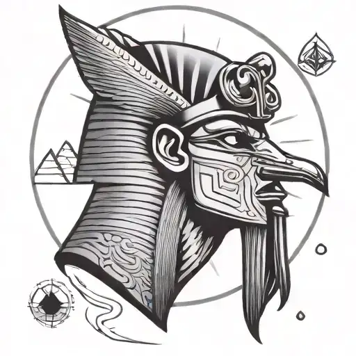 Thoth Egyptian God with pyramids agypt sand sun tattoo design idea