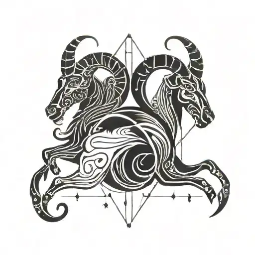 Capricorn And Aries constellation intertwined tattoo design idea
