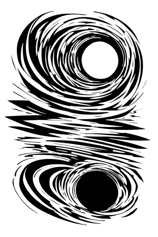 event horizon of black hole in thin lines tattoo design idea