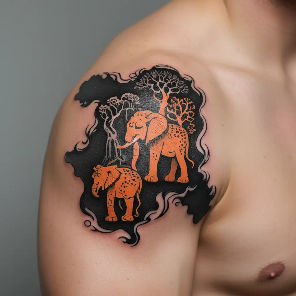 elephants lions trees maybe giraffe tattoo design idea