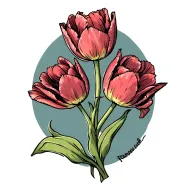 3 tattered tulips tattoo design idea