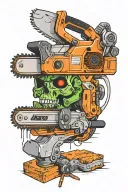 ax and chainsaw making a x tattoo design idea