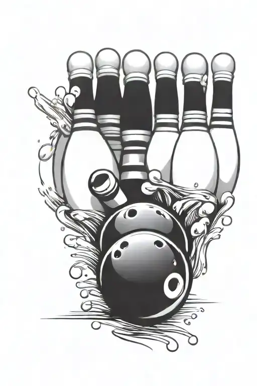 bowling ball and pins tattoo design idea