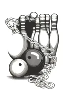 bowling ball and pins tattoo design idea
