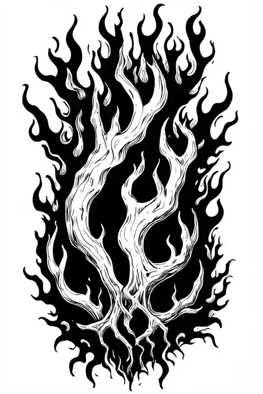 Filler roots forming fire tattoo design idea