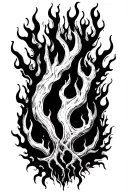 Filler roots forming fire tattoo design idea