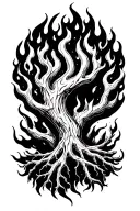 Filler roots forming fire tattoo design idea