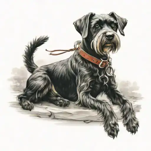 black schnauzer cowgirl portrait style tattoo tattoo design idea