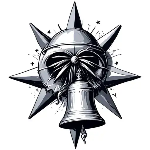 nova star and bell tattoo design idea