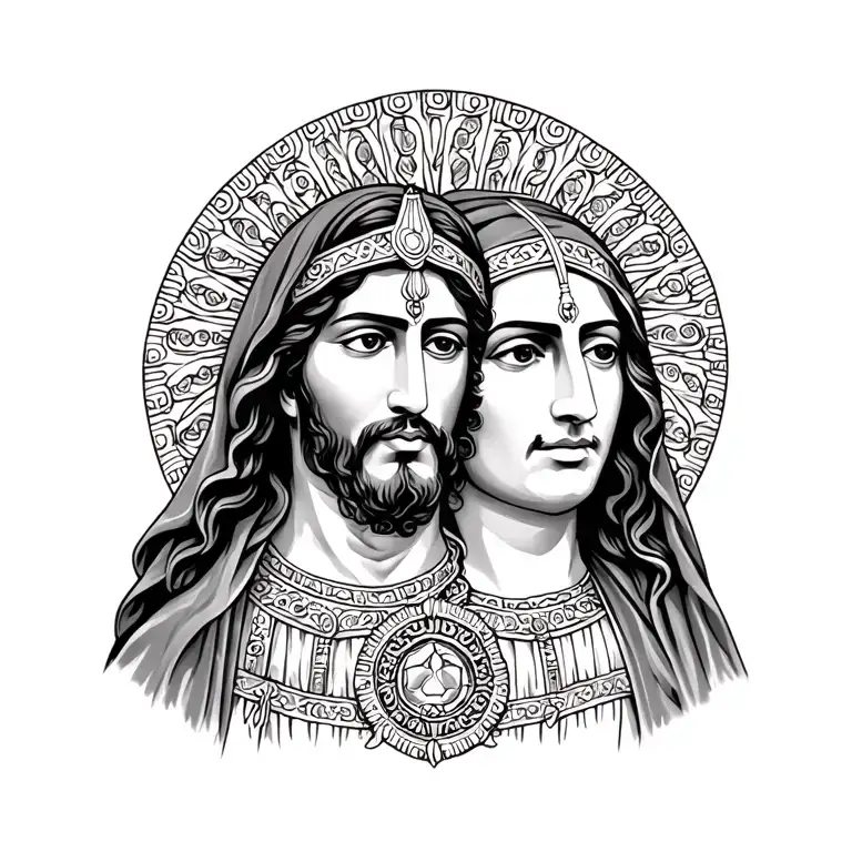 Guadalupe with San judas tadeo tattoo design idea