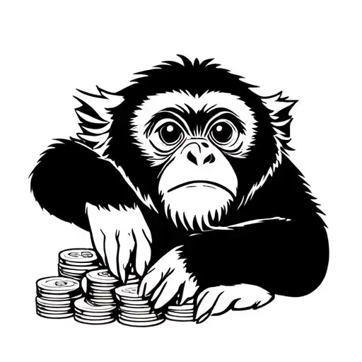 emperor tamarin counting money tattoo design idea