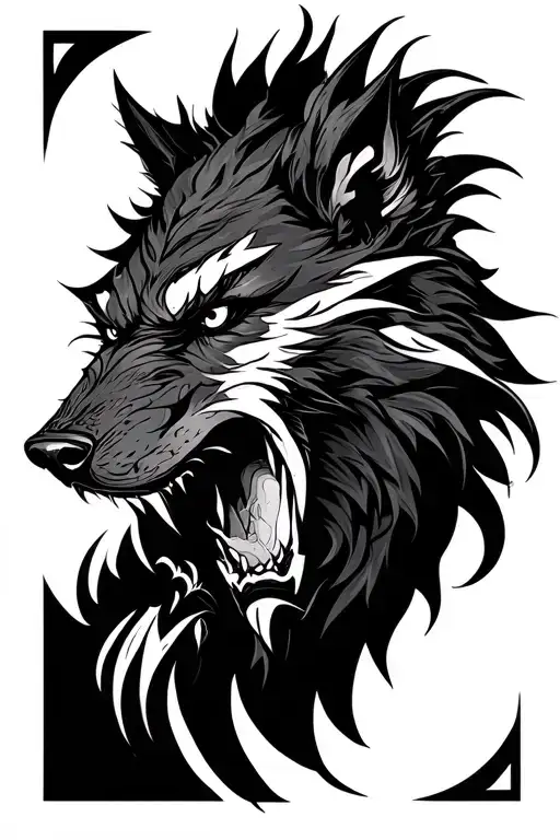 FENRIR head side view angry tattoo design idea