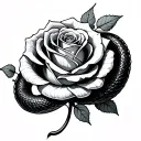 create a snake wrapped around a long rose tattoo design idea