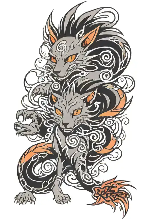 Naruto and kurama tattoo design idea